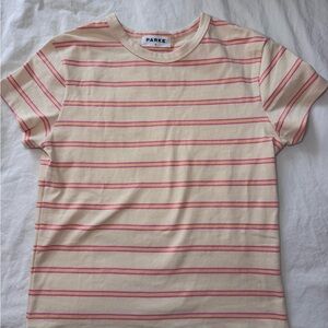 Parke summerland yellow and pink striped tee